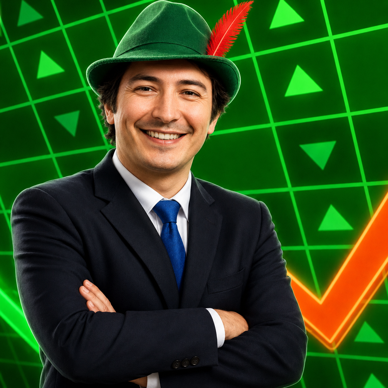 The $STONKERS mascot in his suit and feathered green hat